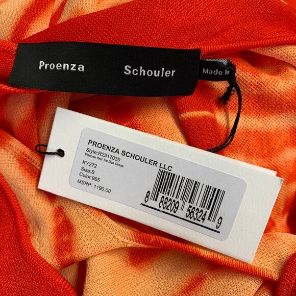 PROENZA SCHOULER Size S Orange Viscose Tie Dye Crossback Maxi Dress - Picture 5 of 7